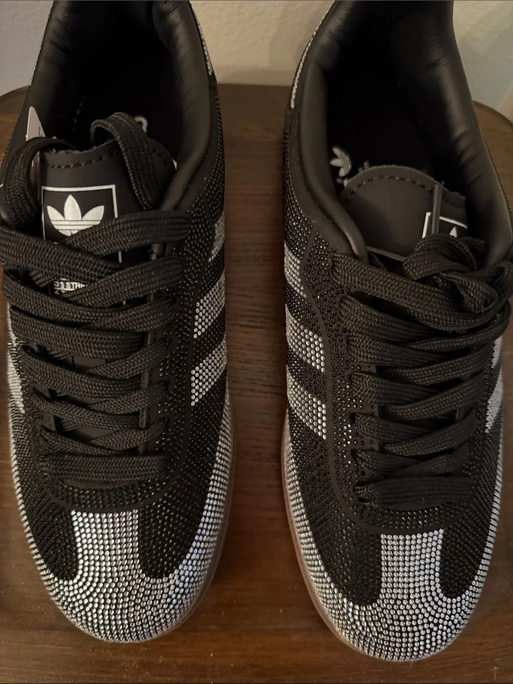 Adidas Samba Sneakers with Black & Silver Crystal Accents - Picture 6 of 10